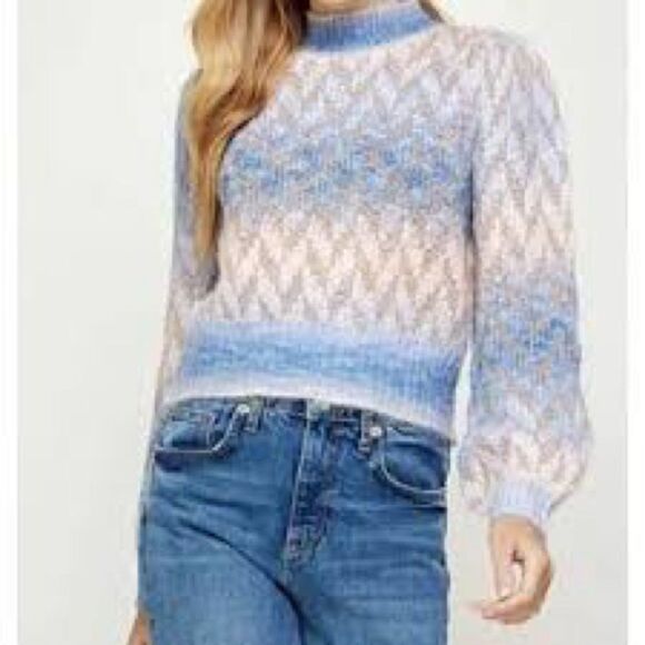 Strut & Bolt Women’s Sweater Blue Pink with Gold Size Large - Picture 1 of 12